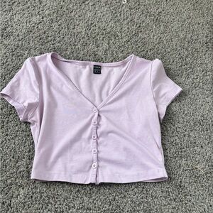 SHEIN Light Purple Button-Up Crop Top